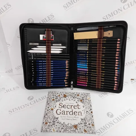 ZZONEART COMPLETE SET OF DRAWING PENCILS IN ASSORTED COLOURS, CHAULKS AND ERASURE