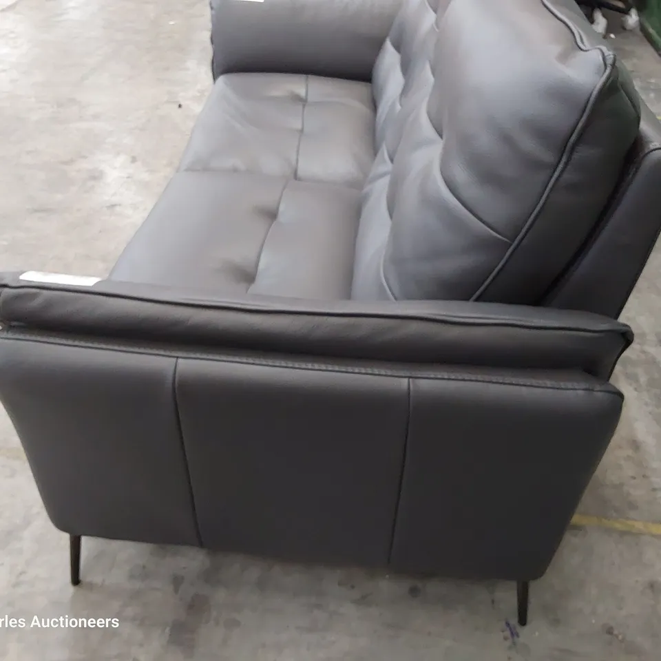 QUALITY ITALIAN DESIGNER BOLZANO POWER RECLINING TWO SEATER SOFA DARK GREY LEATHER