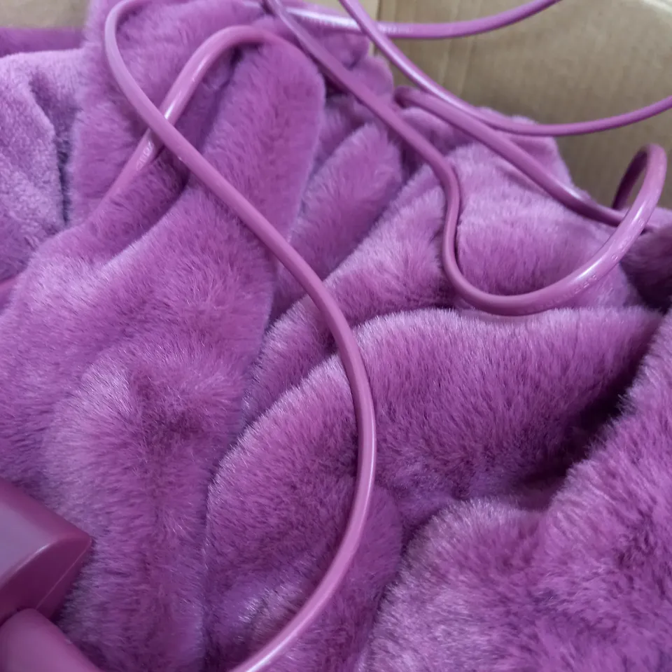 boxed purple heated blanket with wired connection