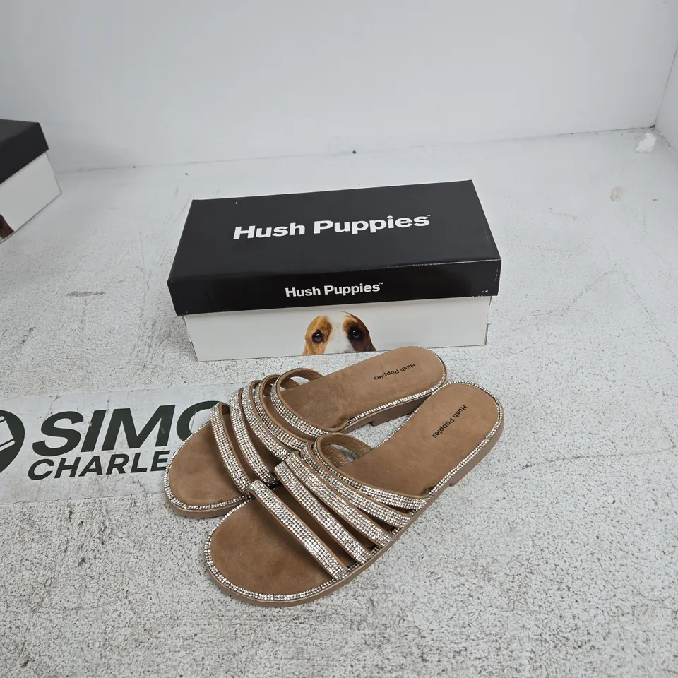 HUSH PUPPIES PARIS SLIDE SANDALS – WOMEN’S, UK7, TAN