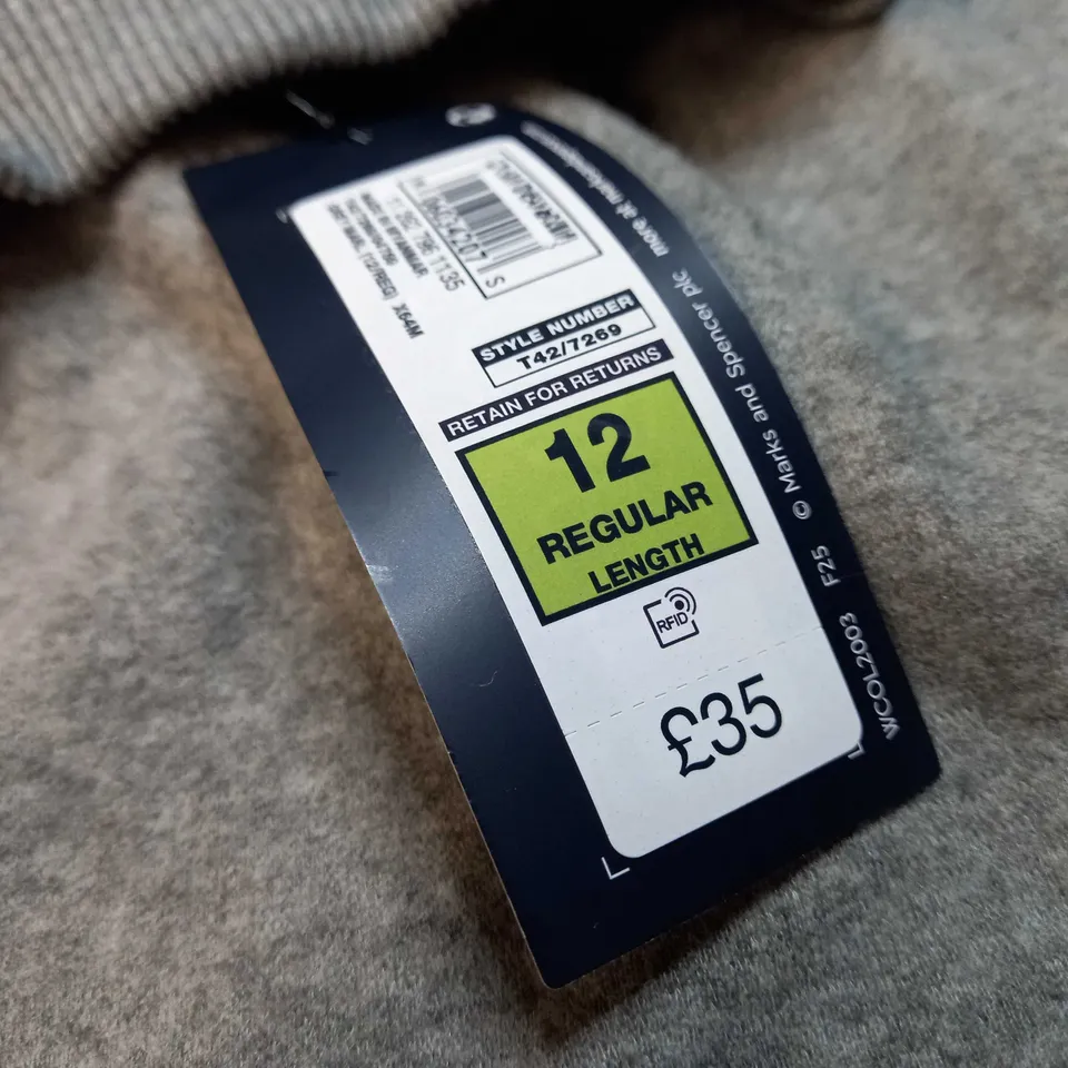 M&S GREY MARL SOFT KNIT MIDI DRESS - SIZE 12