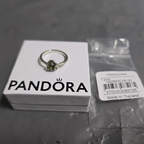 BOXED PANDORA RING WITH GREEN STONE - S925 ALE STAMP