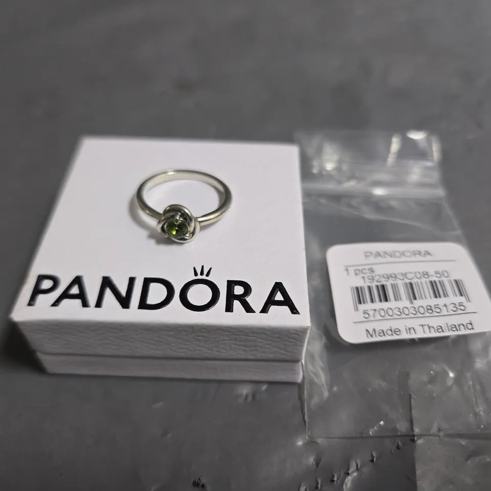 BOXED PANDORA RING WITH GREEN STONE - S925 ALE STAMP