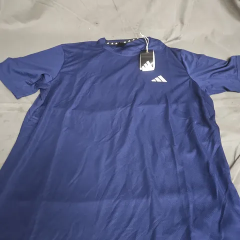 Adidas Base T-Shirt – Dark Blue with White Logo (US Medium)