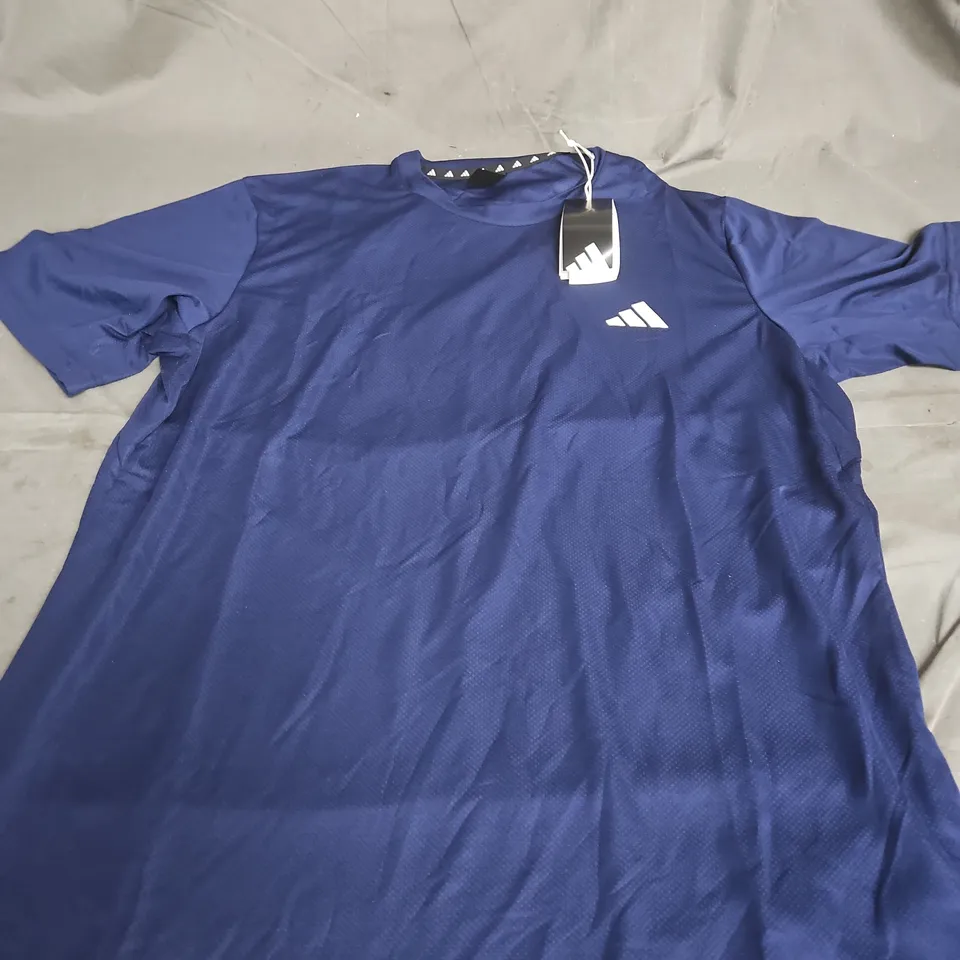 Adidas Base T-Shirt – Dark Blue with White Logo (US Medium)
