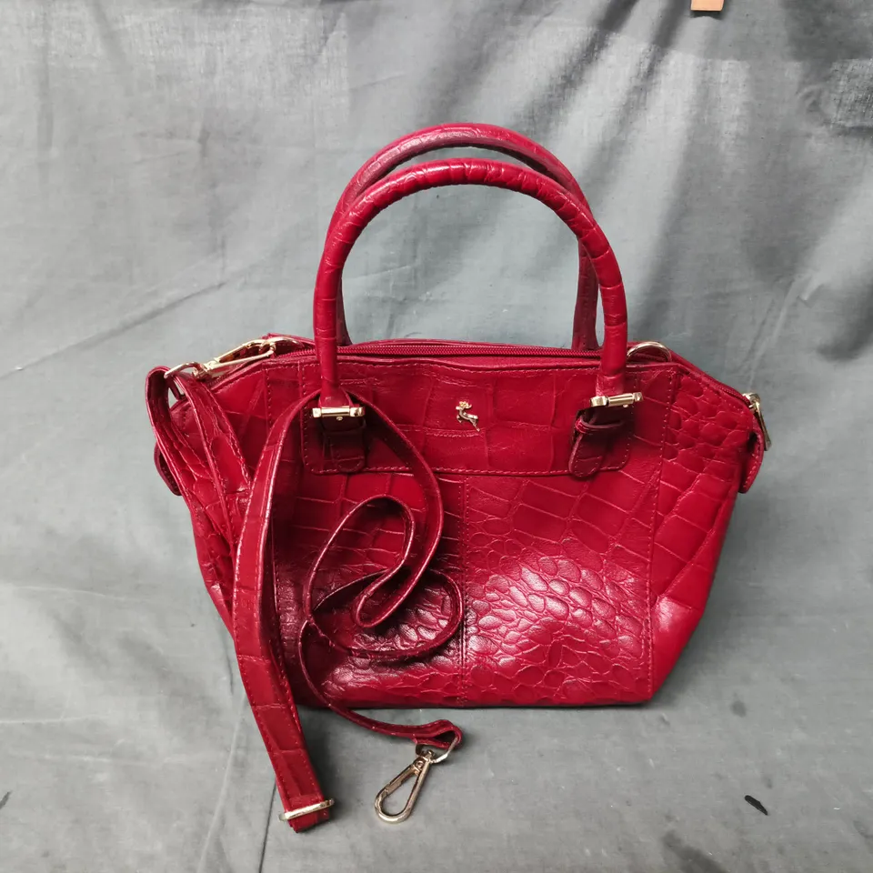 ASHWOOD LEATHER CROCODILE-EMBOSSED LEATHER HANDBAG IN RED