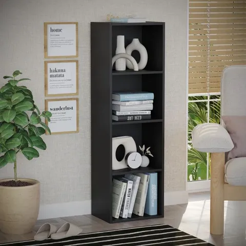 BOXED GERADI 32cm W STANDARD BOOKCASE - BLACK (1 BOX)