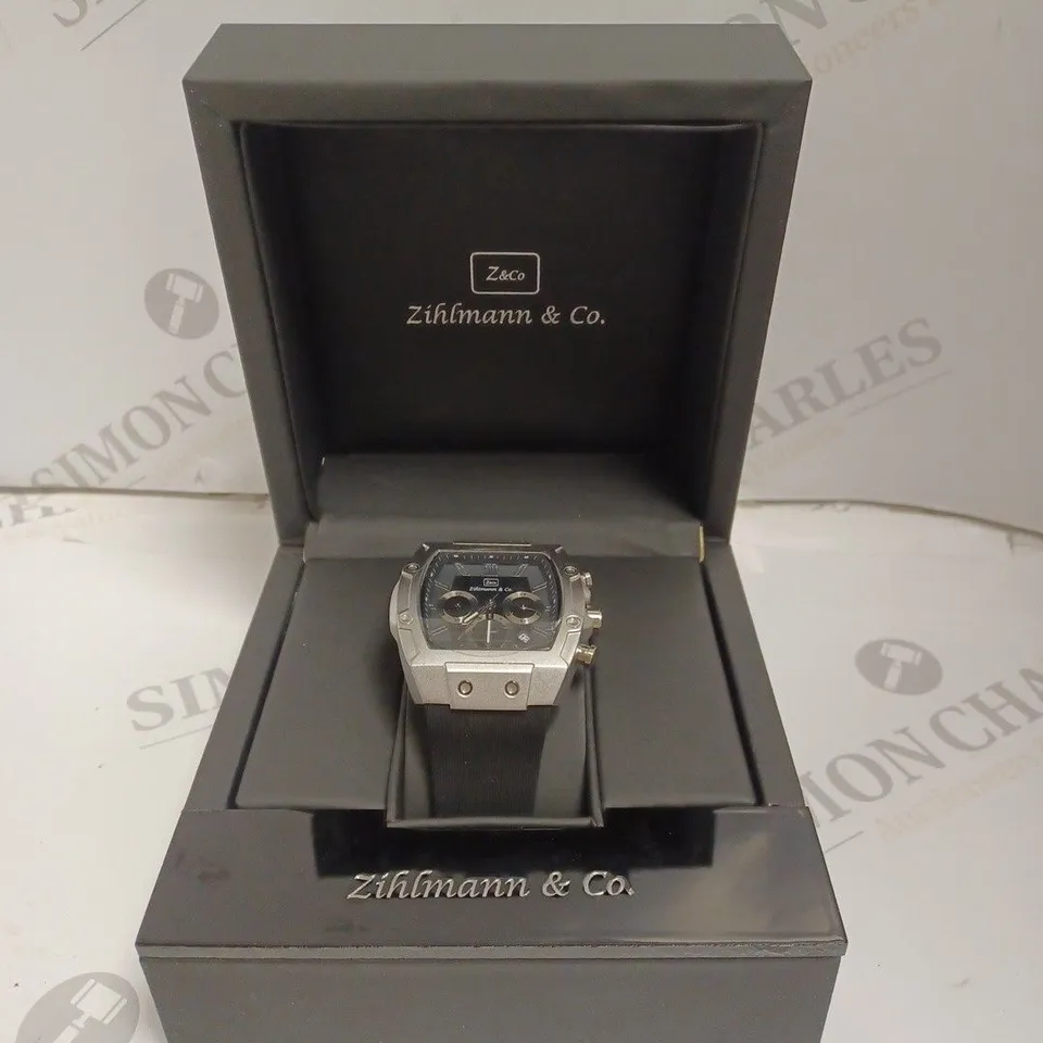 MENS ZIHLMANN & CO Z911 WATCH – CHRONOGRAPH MOVEMENT – BLACK DIAL – 3ATM – QUICK RELEASE RUBBER STRAP – 3ATM WATER RESISTANT 