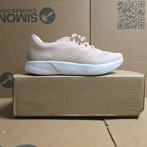 BOXED PAIR OF ADIDAS DURAMO RC2 TRAINERS IN LIGHT PINK SIZE UK 6