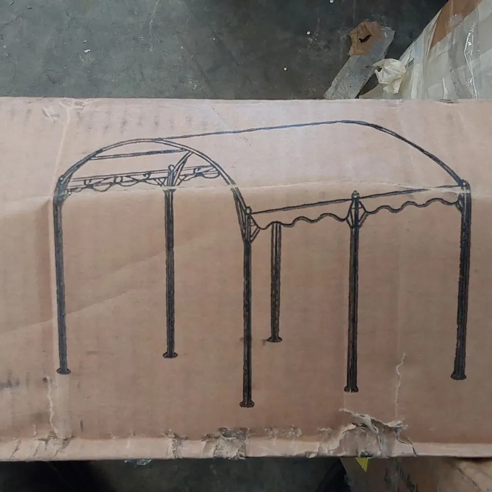 BOXED METAL PERGOLA - 300 X 400 X 260CM, GREY (1 BOX)