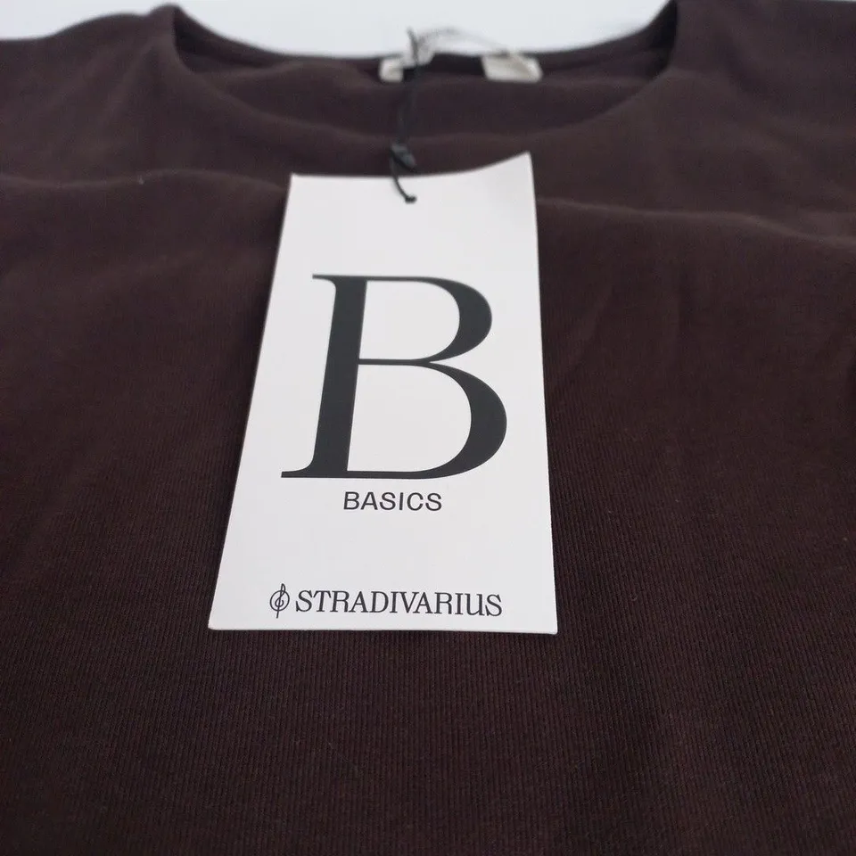STRADIVARIUS BASICS BROWN LONG-SLEEVE TOP – UK M