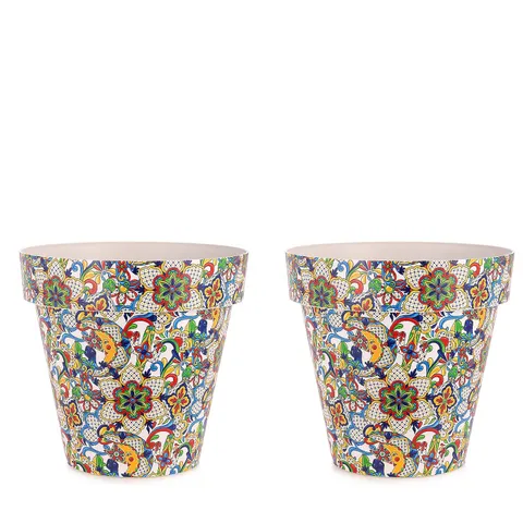 GRUMPY GARDENER SET OF 2 PRINTED PLANTERS FIESTA