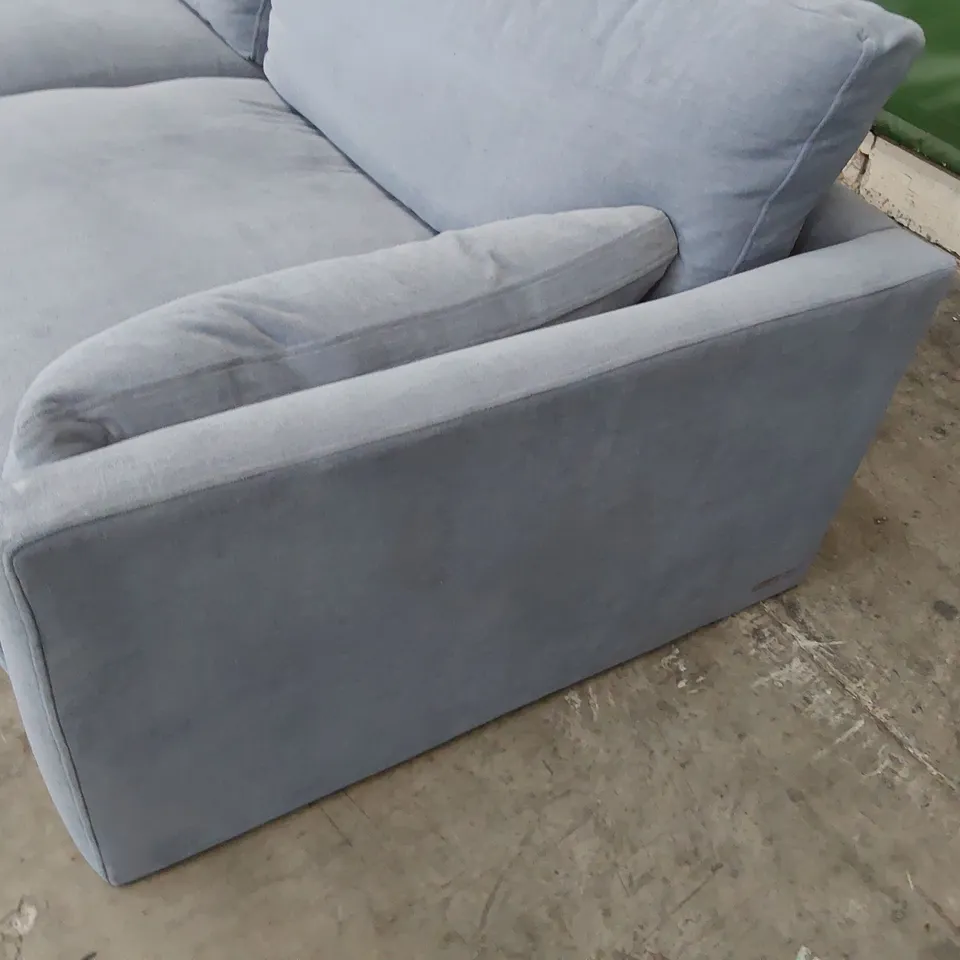 QUALITY BRITISH DESIGNER LOUNGE Co. THREE SEATER SOFA BLUE GREY FABRIC 