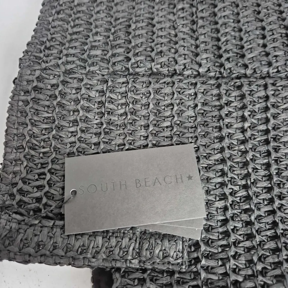 SOUTH BEACH BLACK WOVEN TOTE BAG