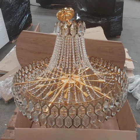 VERSAILLES CHANDELIER GOLD METAL & CRYSTAL