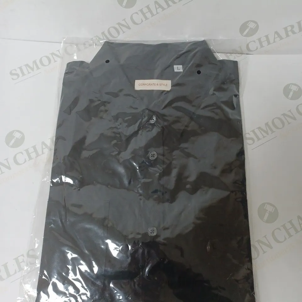 SEALED SET OF 7 BRAND NEW CORPORATIVE STYLE BLACK WOMENS SHIRT - LARGE