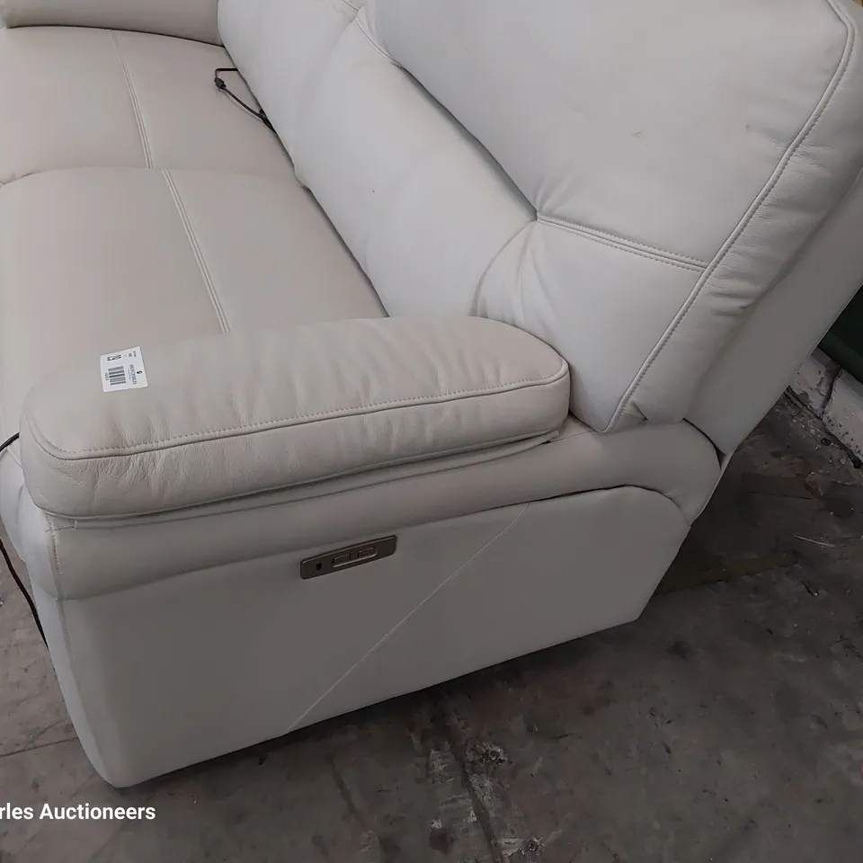 QUALITY BRITISH DESIGNER G PLAN SEATTLE POWER RECLINING THREE SEATER SOFA OXFORD CHALK LEATHER 