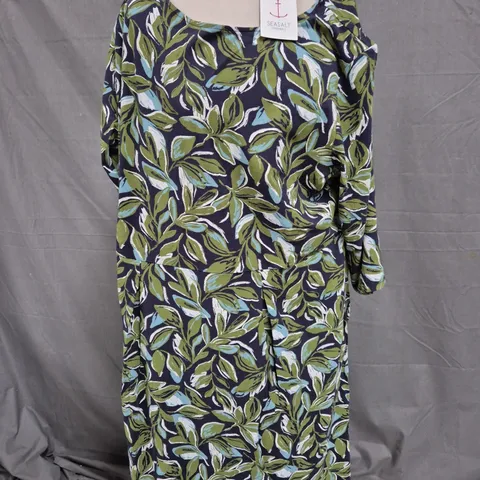 SEASALT CORNWALL 3/4 WILD BOUQUET DRESS - TONAL LEAVES - UK SIZE 24