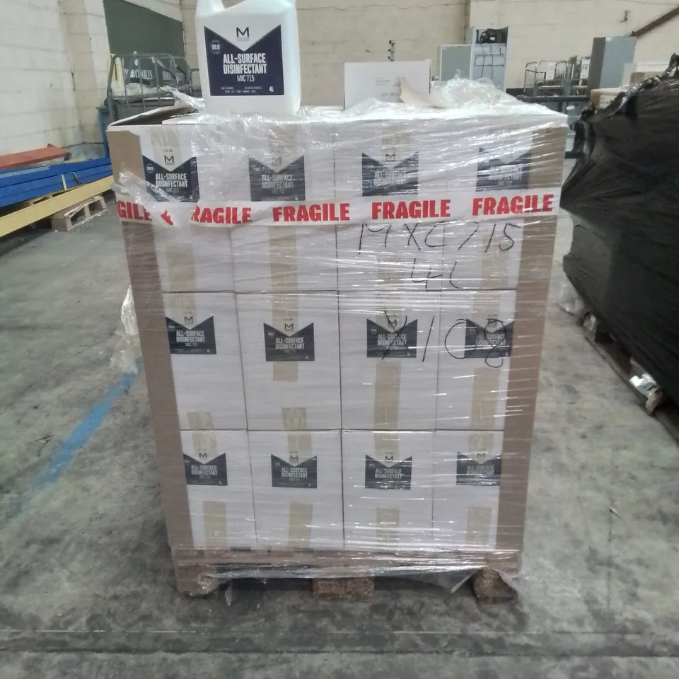 PALLET OF APPROXIMATELY 30 BOXES OF ALL SURFACE DISINFECTANT - APPROX X3 4L BOTTLES IN EACH BOX