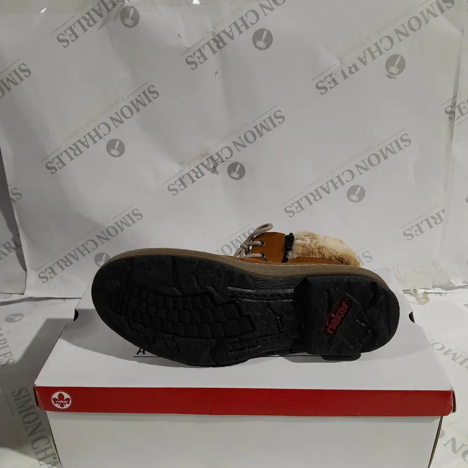 PAIR OF RIEKER LACE UP ANKLE BOOTS - TAN - UK SIZE 6