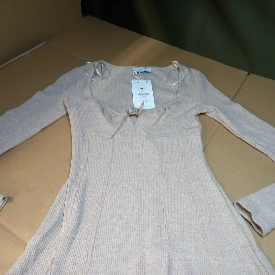 BERSHKA OATMEAL TEA DRESS - SMALL