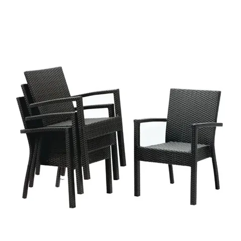 BOXED BOLERO PE WICKER ARMCHAIRS CHARCOAL (4 PACK)