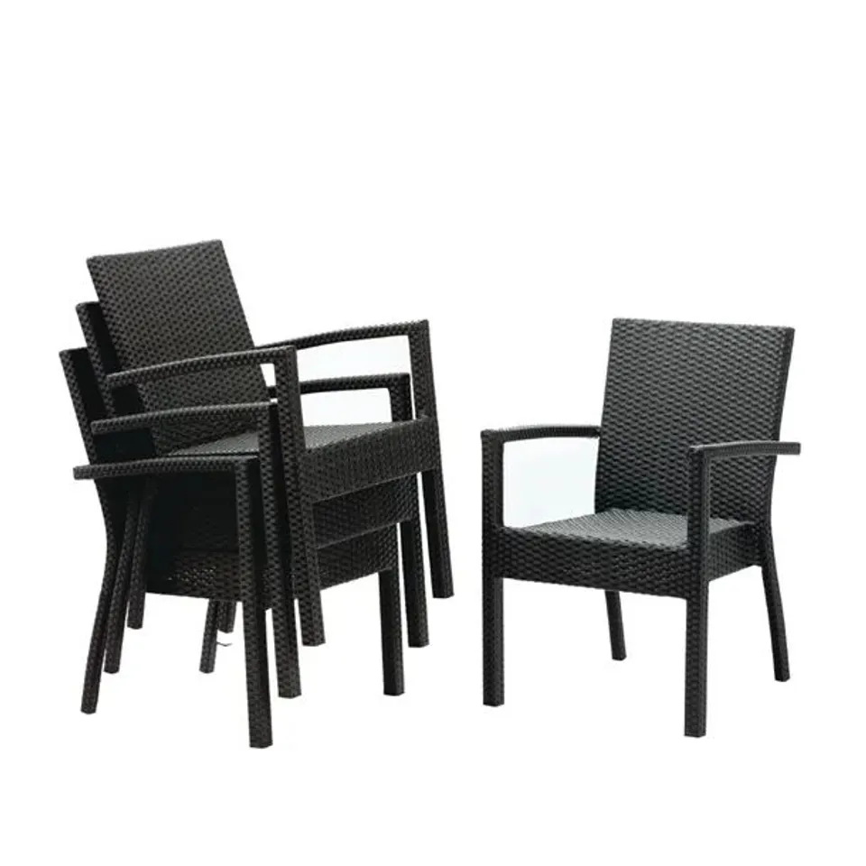 BOXED BOLERO PE WICKER ARMCHAIRS CHARCOAL (4 PACK)