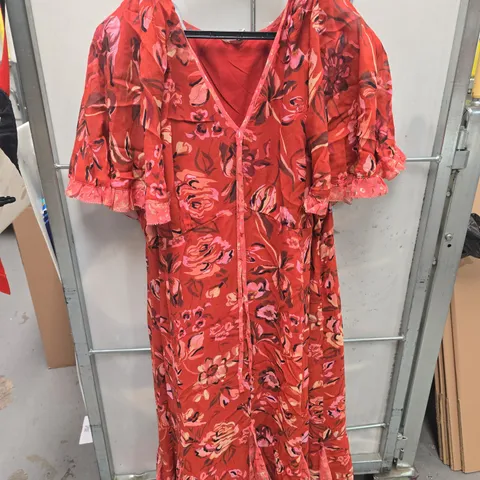MONSOON WOMEN'S RUST FLORAL MAXI DRESS β UK 22 (EU 50, US 18)