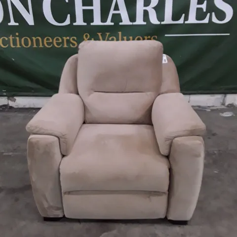 QUALITY ITALIAN DESIGNER AVOLA NEW ELECTRIC RECLINER CHAIR - BEIGE VELVET FABRIC