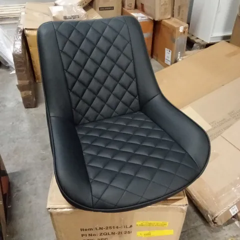 BOXED SET OF 6 FAUX LEATHER DINING CHAIRS - BLACK (3 BOXES)