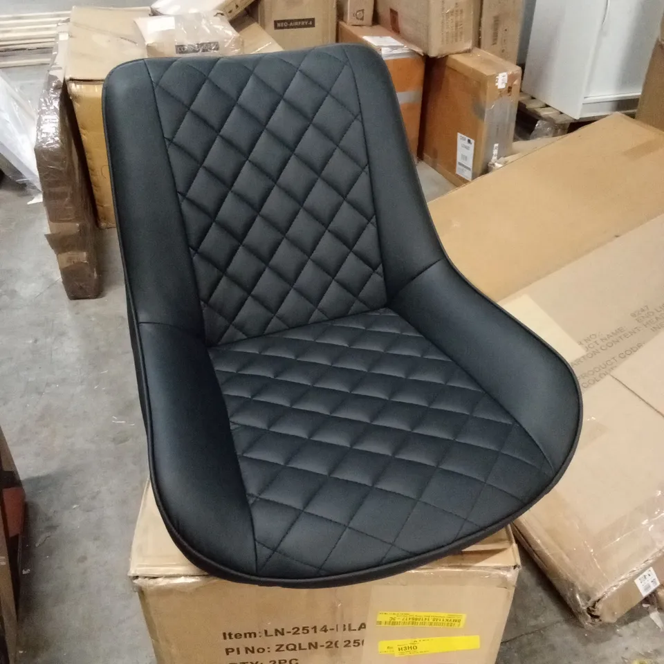 BOXED SET OF 6 FAUX LEATHER DINING CHAIRS - BLACK (3 BOXES)