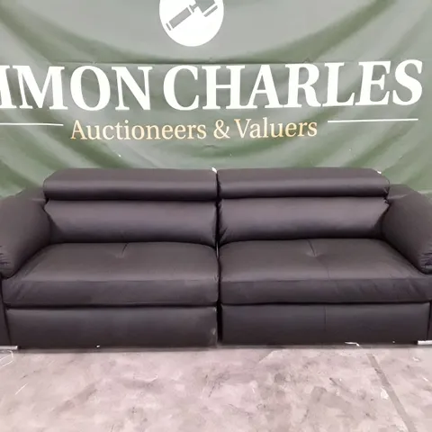 QUALITY DESIGNER BRADY 4 SEATER SOFA - BLACK LEATHER