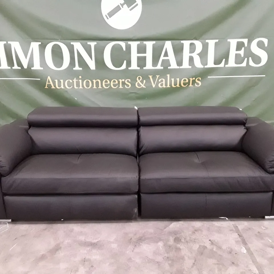 QUALITY DESIGNER BRADY 4 SEATER SOFA - BLACK LEATHER