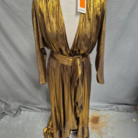 RETROFETE WAYNE WRAP DRESS IN GOLD SIZE XS