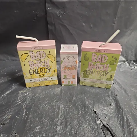 PLOUISE LOT OF 3 ASSORTED SEALED COSMETIC PRODUCTS TO INCLUDE - PERFECT PEAR LIP DUO - GUMMY BEAR RECOVERY MASK - LUCIOUS LEMON LIP DUO - ETC