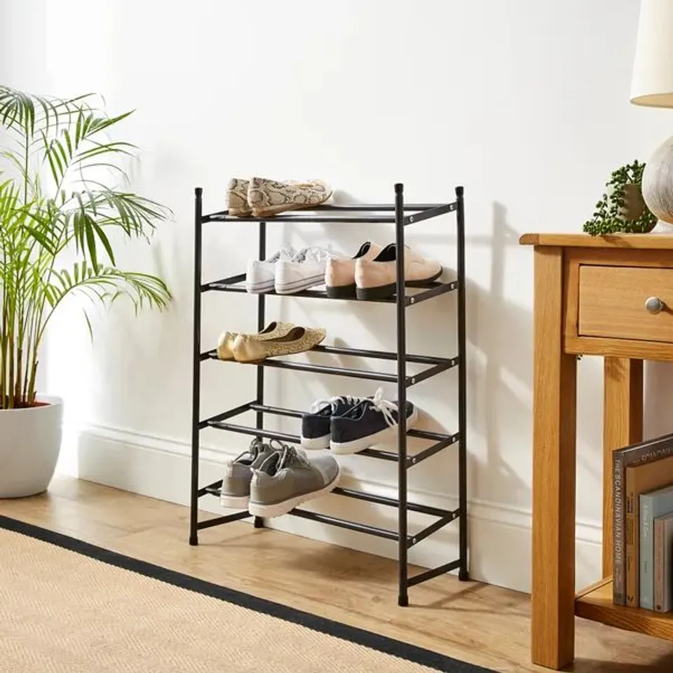 BOXED 5 TIER EXTENDABLE METAL SHOE RACK - GRAPHITE (1 BOX)