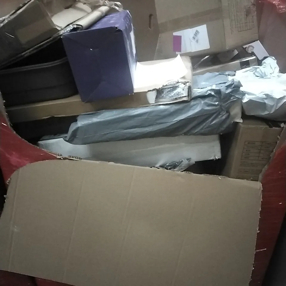 A PALLET CONTAINING ASSORTED HOUSEHOLD GOODS AND PRODUCTS TO INCLUDE; DOUGH MIXER, STEAM MOP, AIR FRYER, BOXED FURNITURE ETC
