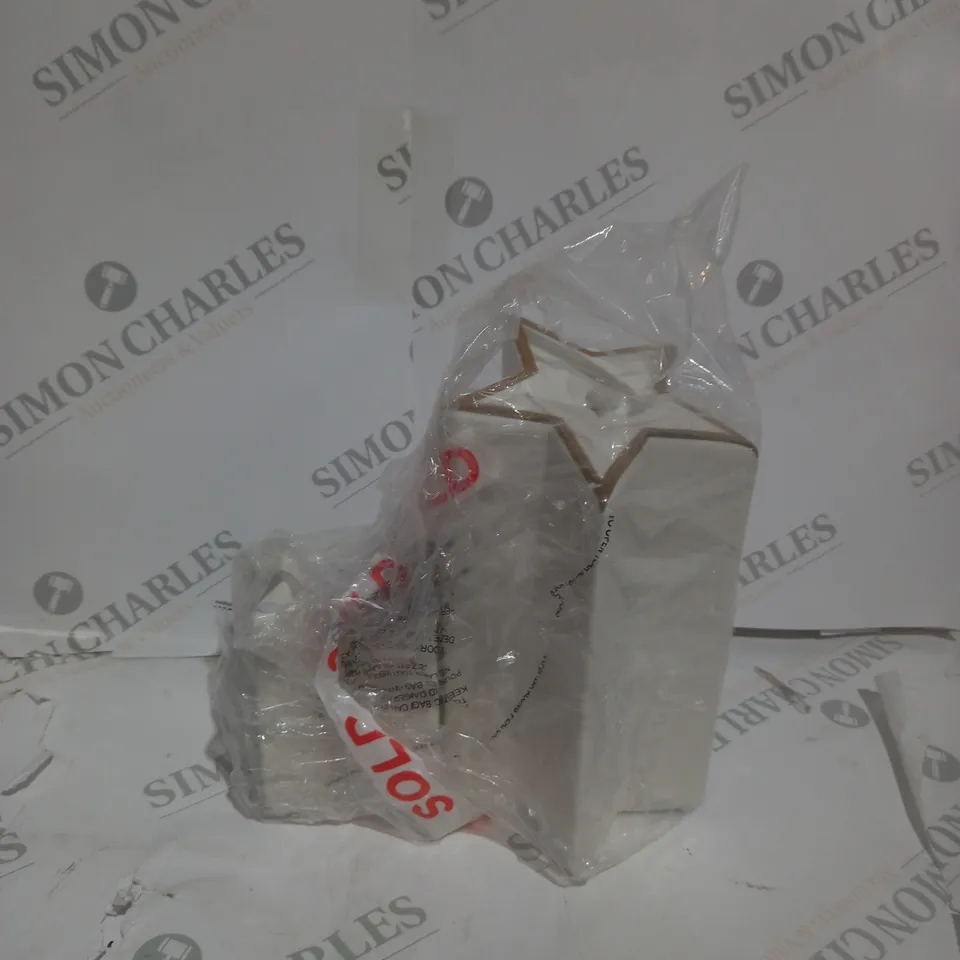HOME REFLECTIONS PORCELAIN STAR PRE-LIT CANDLES SET OF 2 - WHITE