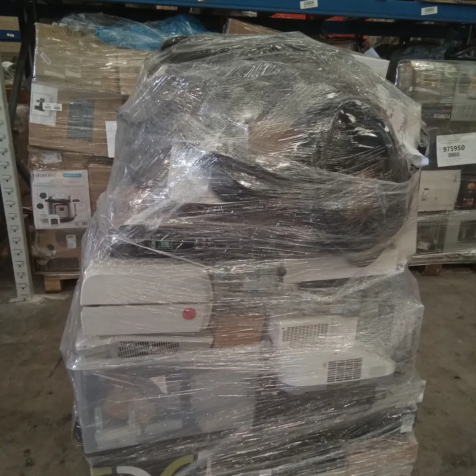 PALLET OF ASSORTED TECH INCLUDING PROJECTORS, COMPUTER MONITORS, CONFERENCE PHONES, AMPLIFIER 