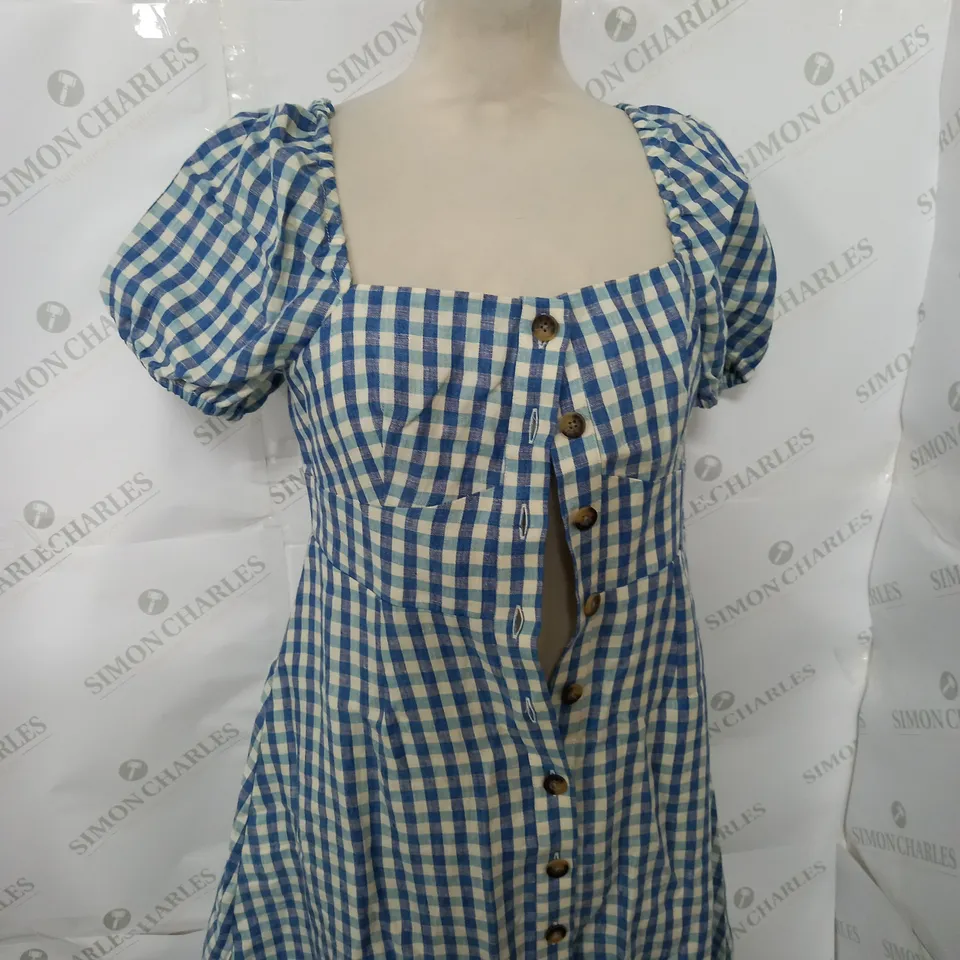 WOMENS BODEN CHEQUERED BUTTON SUMMER DRESS SIZE 10