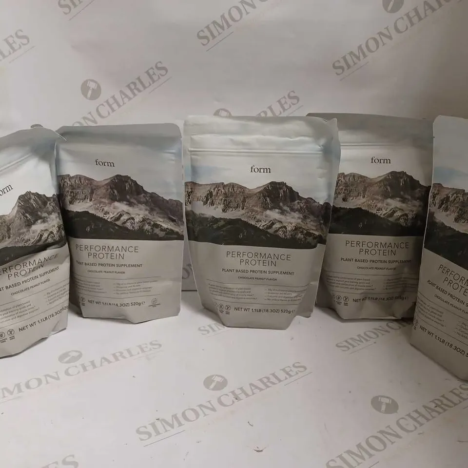 LOT OF 5 FORM PERFORMANCE PROTEIN POWDER (CHOCOLATE PEANUT - 5x 520G)