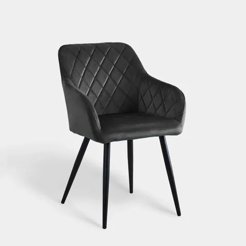 BOXED MOREE SET OF TWO GREY VELVET DINING CHAIRS (1 BOX)