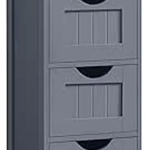 BOXED VASAGLE LHC040G01 BATHROOM CABINET, SIDE CABINET WITH 4 DRAWERS, 30 X 30 X 82 CM, FOR BATHROOM, LIVING ROOM, DINING ROOM, KITCHEN, MODERN, GREY