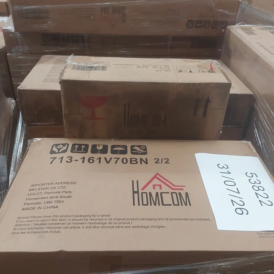 PALLET CONTAINING A VERY LARGE QUANTITY OF ASSORTED DESIGNER FURNITURE PARTS INCLUDING: RECLINER CHAIR PARTS, DINING TABLE PARTS ECT