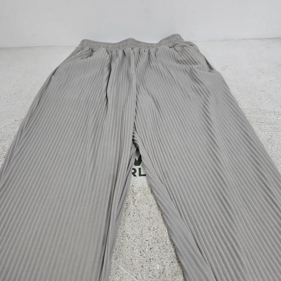 BÉLIER GREY PLEATED TROUSERS WITH ELASTIC WAIST – WOMENSWEAR