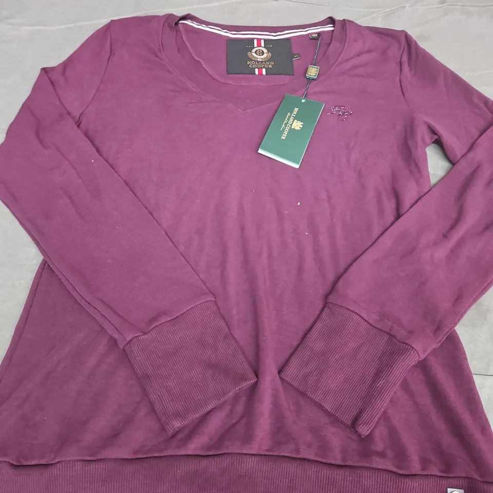 HOLLAND COOPER SOFT TOUCH V-NECK TOP – MULBERRY, XL