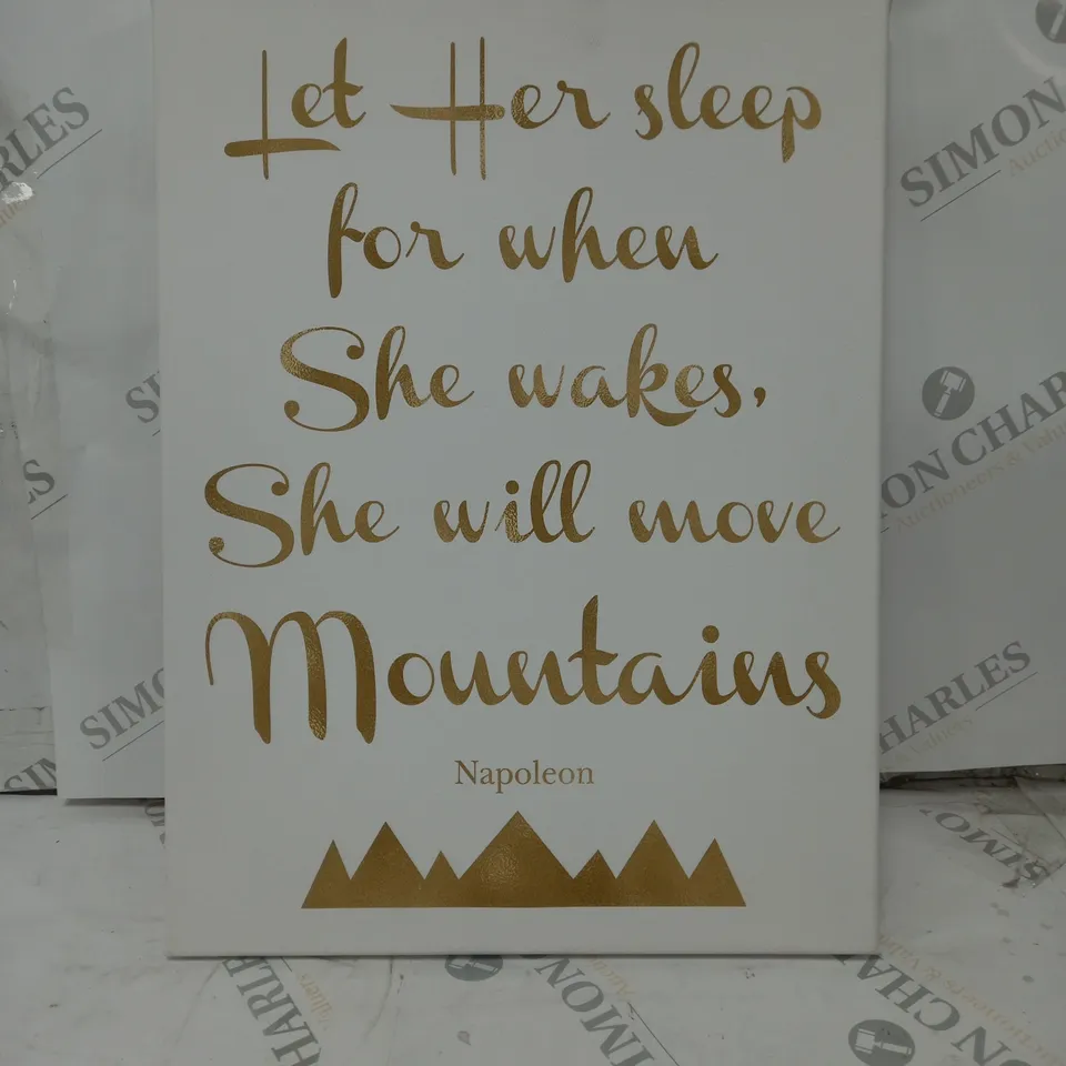 BOXED AMERICANFLAT LET HER SLEEP MOUNTAINS BY AMY BRINKMAN TYPOGRAPHY WRAPPED ON CANVAS  