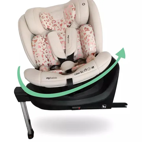 MYBABIIE MBCS400 SPIN R129 CAR SEAT WITH SUPPORT LEG - PINK LEOPARD
