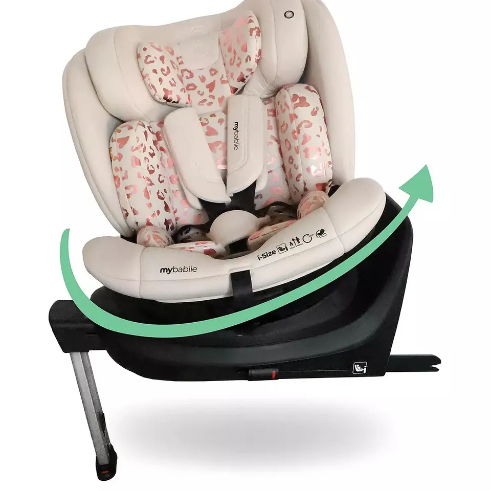 MYBABIIE MBCS400 SPIN R129 CAR SEAT WITH SUPPORT LEG - PINK LEOPARD