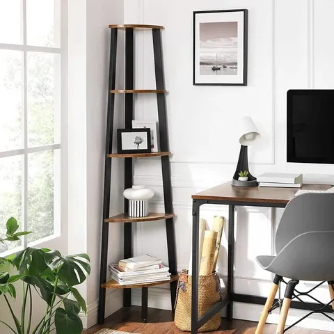 A BOXED OPPENHEIMER 159CM H X 45.5CM W STEEL CORNER BOOKCASE